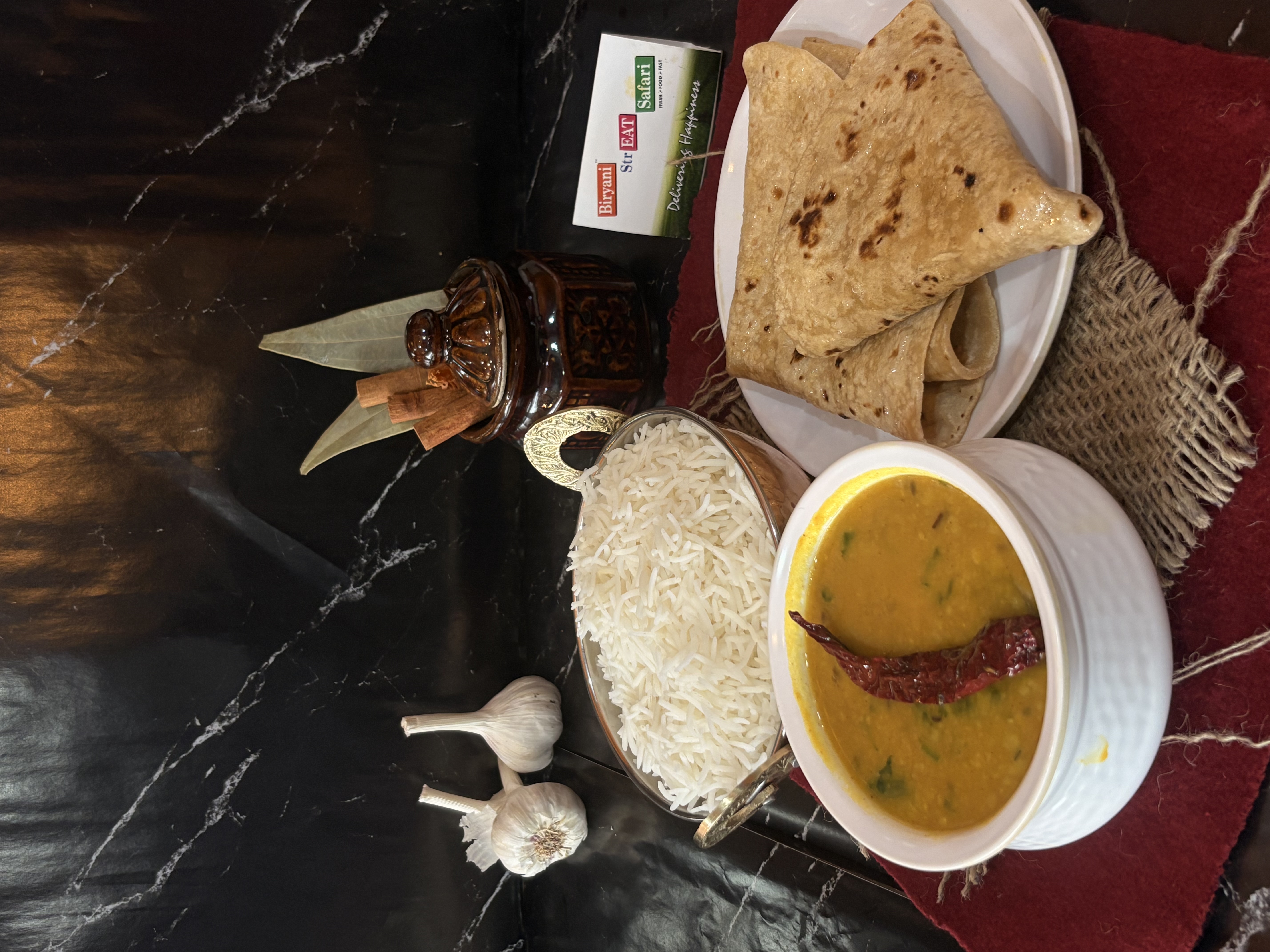 (  Combo - 8  )  Dal Tadka+Steamed Rice [Small]+2 Chapati